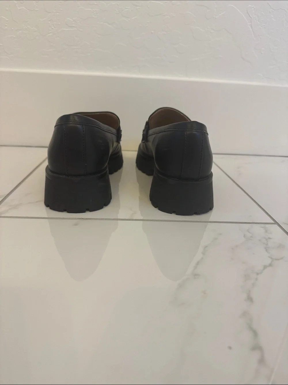 Nine West Black Loafers with Gold Chain Accent